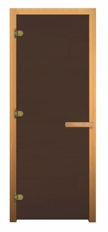 Стеклянная дверь Банный эксперт Бронза матовое, 8 мм, коробка осина, 190/68 в Челябинске