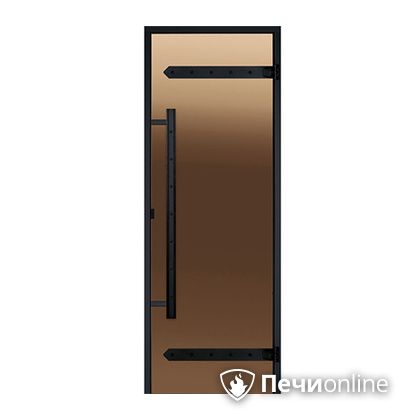 Дверь для бани Harvia Стеклянная дверь для сауны LEGEND 7/19 черная коробка сосна бронза  D71901МL в Челябинске