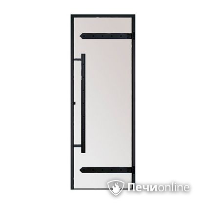 Дверь для бани Harvia Стеклянная дверь для сауны LEGEND 7/19 черная коробка сосна сатин D71905МL в Челябинске